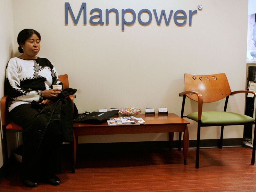 Linda Short waits to talk to a staffing specialist at Manpower, a temporary job placement firm, in San Francisco. The agency says that even when the economy improves, some of her clients won't staff back up to prior levels.