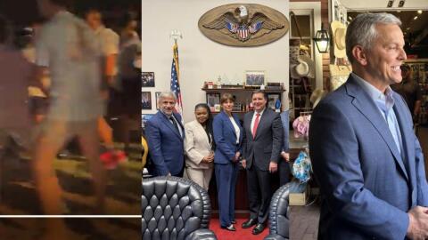From left: screenshot of video allegedly taken at the “Brawl at Landfall”; Wilmington officials in Washington; Governor Josh Stein in Wilmington last year to celebrate CNBC’s ‘best state for business’ ranking.