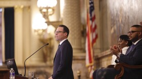 Gov. Josh Shapiro unveils his 2026 budget address in the Pennsylvania Capitol.