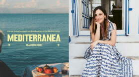 The cover of "Mediterranea" and author Anastasia Miari. (Courtesy of Quadrille and Marco Argüello)