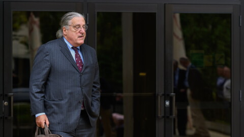BRIDGEPORT, CONNECTICUT - SEPTEMBER 30: Norm Pattis, attorney for Kosta Diamantis, exits the Bridgeport federal courthouse after his client was sentenced to seven years in prison followed by three years of supervised release for 21 counts of extortion, bribery and lying to federal investigators. Diamantis was sentenced in absentia, as he remains in Greece where he is also a citizen.