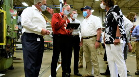 U.S. Department of Agriculture Secretary Sonny Perdue and Rep. Jackie Walorski (R-Jimtown) take a tour of CTB Manufacturing before a town hall at the company's headquarters.