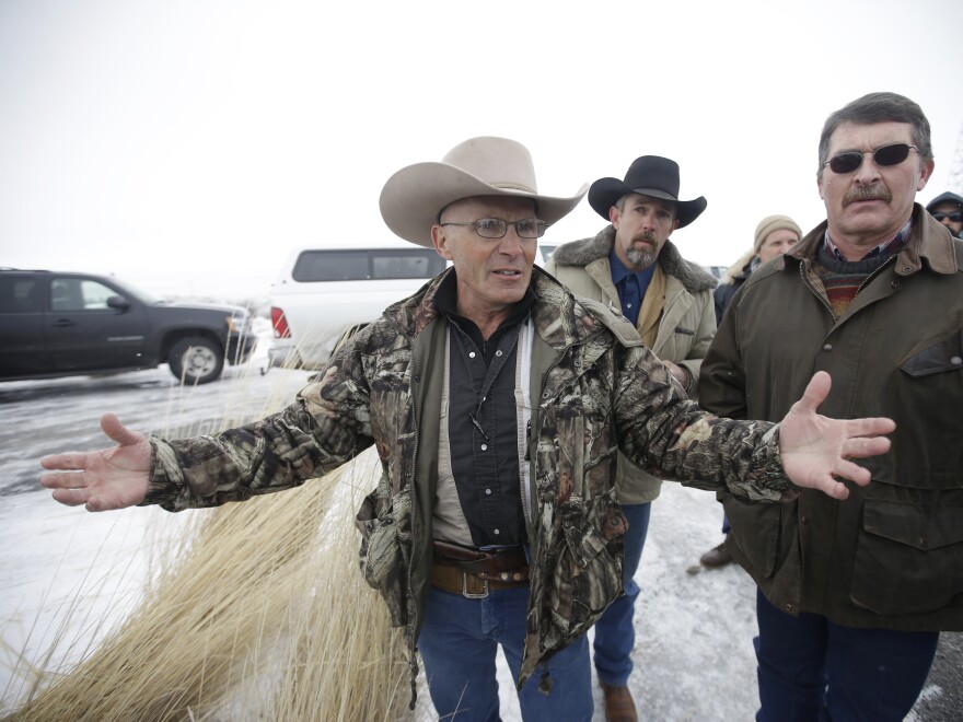 Robert "LaVoy" Finicum speaking to journalists earlier this month at the Malheur National Wildlife Refuge near Burns, Ore.