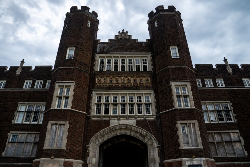 The shuttered Grover Cleveland High School in Dutchtown.