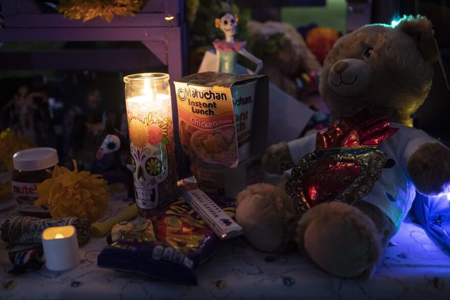 Jackie Cázares' favorite food displayed on her altar.