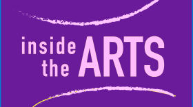 Inside the Arts logo in lavender font and a purple background