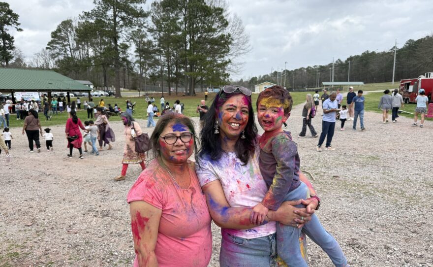 The Dalal family poses for their first Holi in Hoover