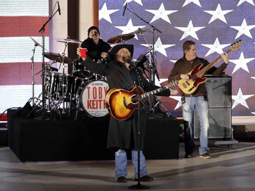 In this file photo, Toby Keith performs at a pre-Inaugural "Make America Great Again! Welcome Celebration" for then-President-elect Donald Trump at the Lincoln Memorial in Washington, Thursday, Jan. 19, 2017.