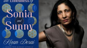 The cover of "The Loneliness of Sonia and Sunny" and author Kiran Desai. (Courtesy of Hogarth and Michael Sharkey)