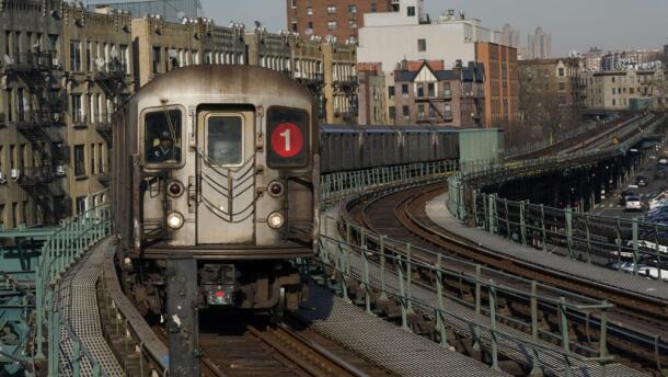 A subway train pulls into a station in New York, Monday, Feb. 21, 2022. (Seth Wenig/AP)