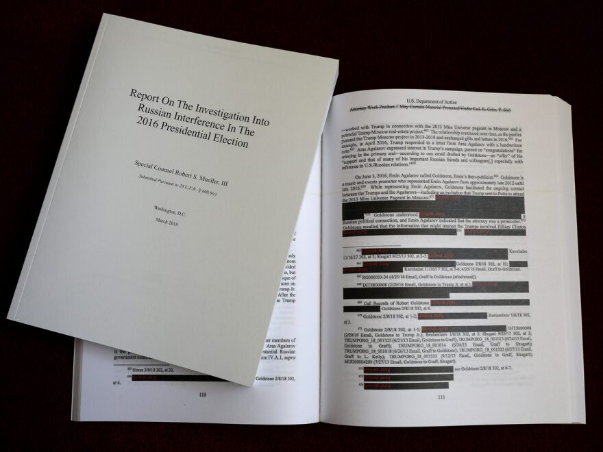 The redacted version of special counsel Robert Mueller's report on Russian interference is shown on April 24. Deputy Attorney General Rod Rosenstein called the report the "tip of the iceberg" in terms of Russia's strategy.