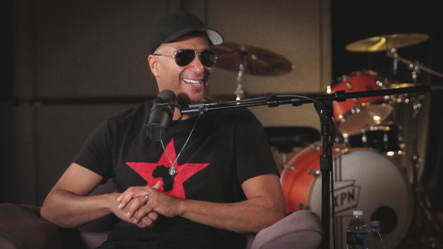 Tom Morello inside the World Cafe Performance Studio.