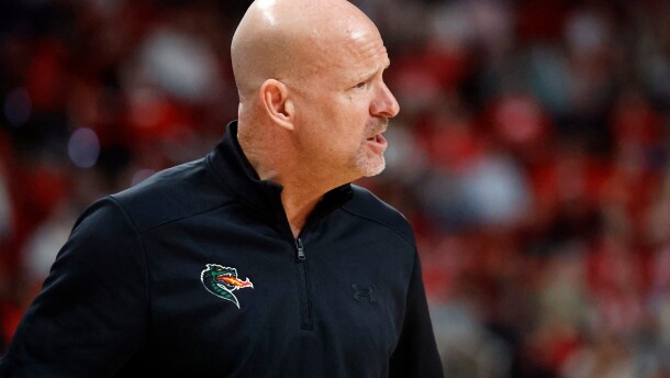 FILE - UAB head coach Andy Kennedy watches from the sideline during the first half of an NCAA college basketball game against North Carolina State in Raleigh, N.C., Nov. 7, 2025. (AP Photo/Karl DeBlaker, File)
