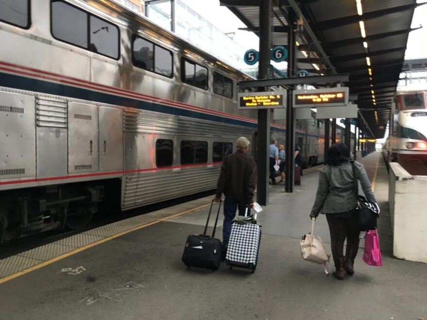 Amtrak's Empire Builder at King Street Station in Seattle, Wash.