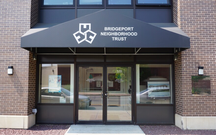 Entrance of Building Neighborhoods Together's corporate headquarters and State Street Gateway Apartments -- one of many affordable housing apartments managed by BNT in Bridgeport. 