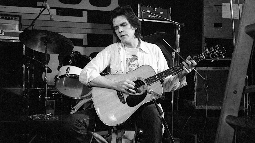 A young Guy Clark in the documentary <em>Heartworn Highways</em>.
