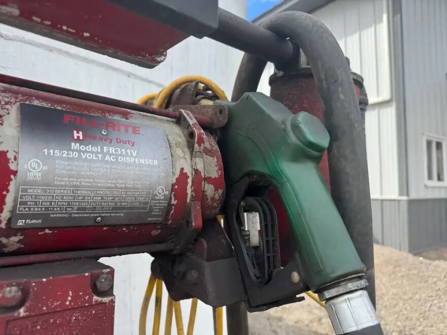 The war in Iran has sent diesel prices skyrocketing, which is a problem for many farmers, including Megan Horsager, who uses this gas pump to fill her gas tank at her farm in Montevideo, Minnesota.