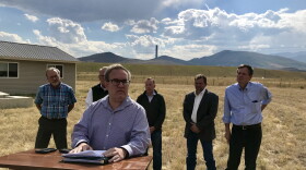 EPA Acting Administrator Andrew Wheeler outside Anaconda, Sept. 7. Behind him, L to R: Anaconda-Deer Lodge County Superfund Coordinator Carl Nyman, MT Attorney General Tim Fox, EPA Regional Adm. Doug Benevento, County CEO Bill Everett, Sen. Steve Daines