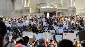 A peaceful Black Lives Matter march in downtown Indianapolis.