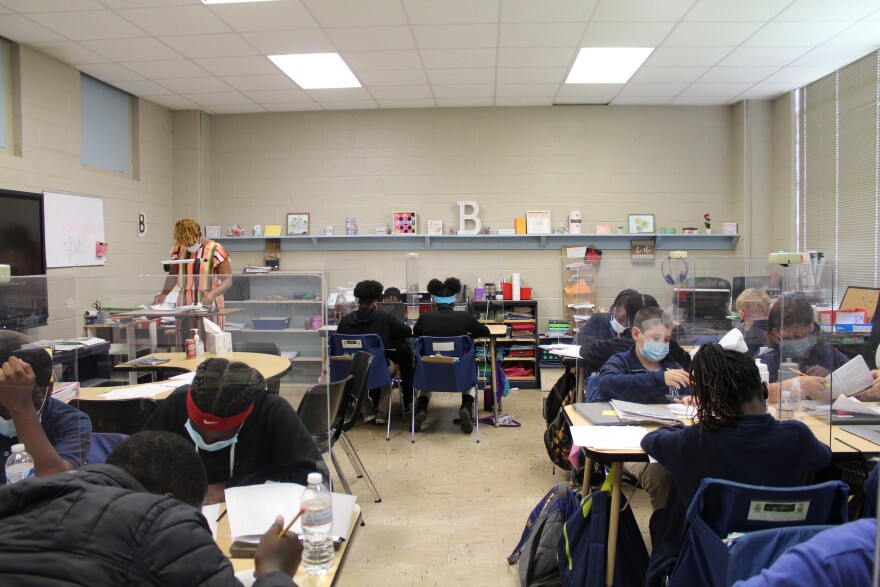 Sixth graders and their teacher Latonzia Beavers at Red River Academic Academy. June 7, 2021.