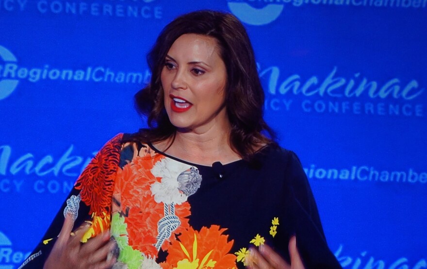 Governor Gretchen Whitmer delivers remarks at the Detroit Regional Chamber Mackinac Policy Conference.