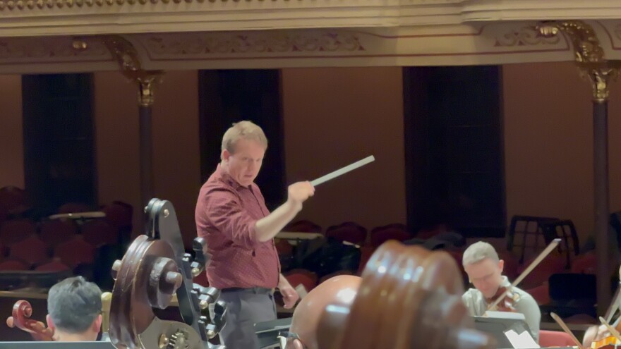 Scott Speck rehearses with the Delaware Symphony Orchestra.
