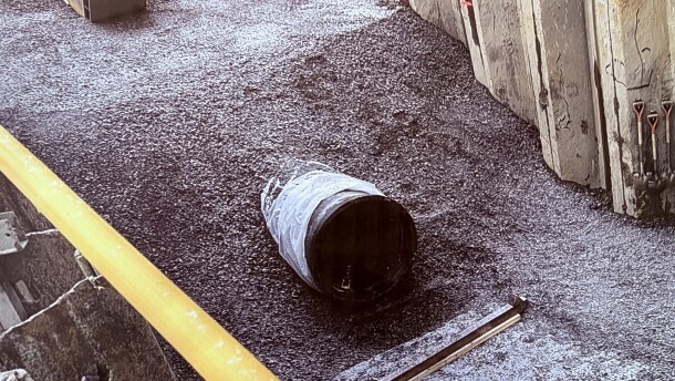A portion of a 42-in water distribution pipe that has been repaired in the town of Cicero