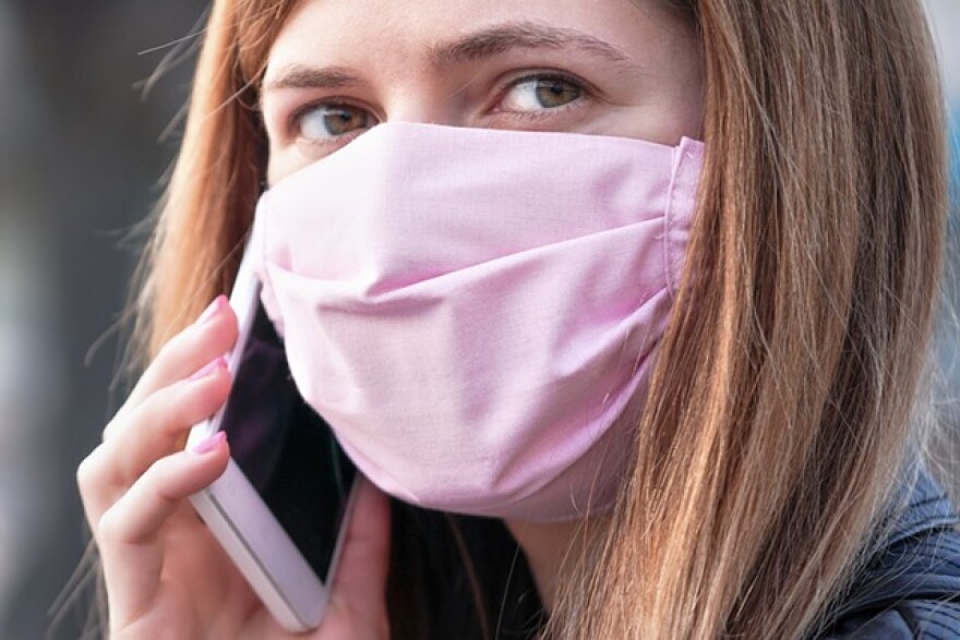 A homemade cloth mask.