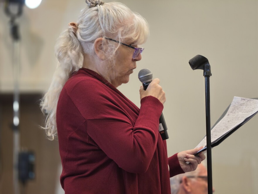 Emir Roy, of Orange County, speaking against the Florida Department of Health's proposal to remove school entry vaccine mandates at the Orlando Mariotte Lake Mary hotel.