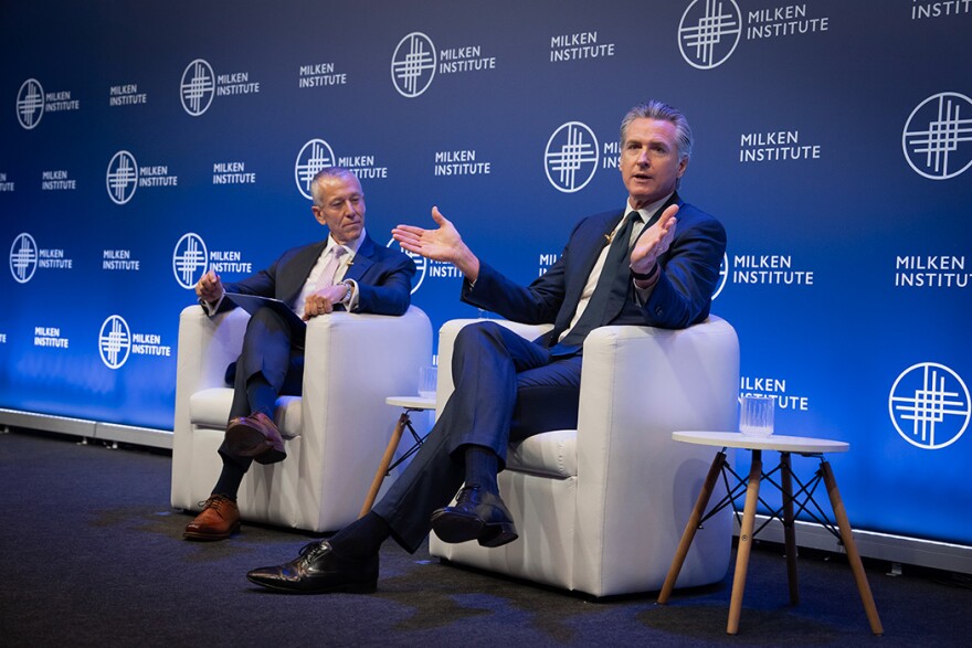 In a discussion at the Milken Institute Global Investors’ Symposium with CEO Rich Ditizio, California Governor Gavin Newsom told the international audience that while the U.S. was pulling back from climate action, California was pushing forward. He urged them to see California as a stable partner in creating a clean energy economy.