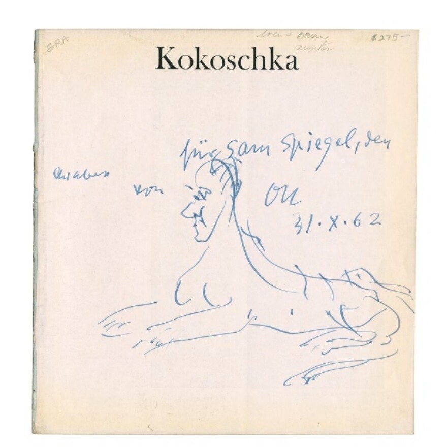 Oskar Kokoschka draws himself as a Sphinx in a doodle appearing in <em>Scrawl.</em>