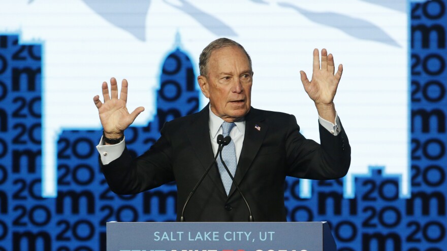 Bloomberg speaks during a campaign event in Salt Lake City. Utah holds its nominating contest on Super Tuesday, March 3.