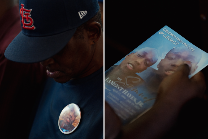 Family and friends mourn the death of Samuel Hayes Jr. during a funeral service at Layne Renaissance Chapel on Aug. 21, 2025, in Jennings. The St. Louis city counselor's office is providing legal representation for the city in his family's lawsuit, but jail employees have been left to find their own attorneys.