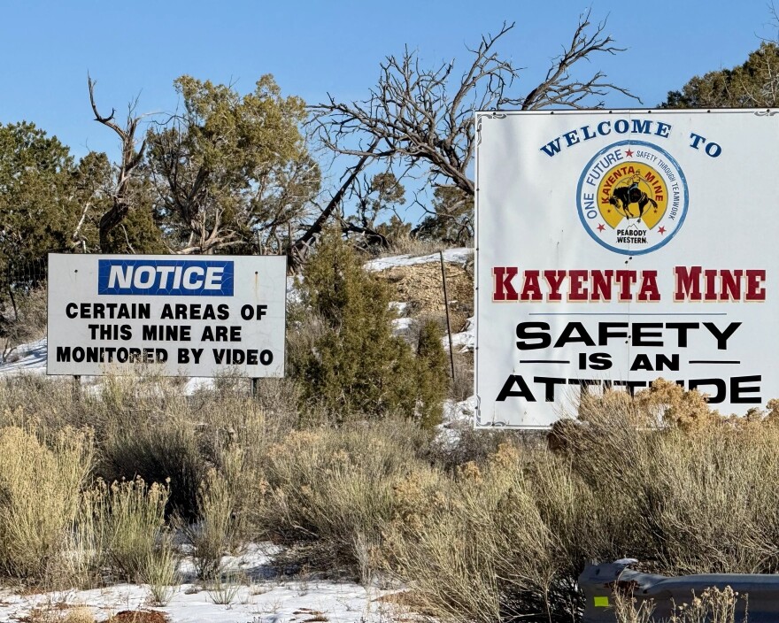 A welcome sign to the Kayenta Mine atop Black Mesa in northern Arizona.