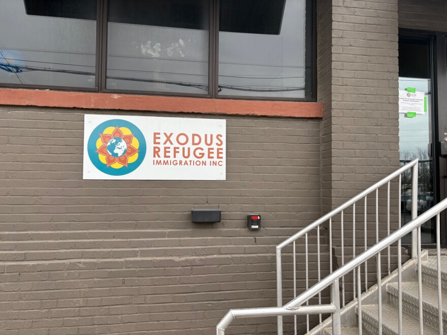 Doors are locked at the refugee resource center in Indianapolis.