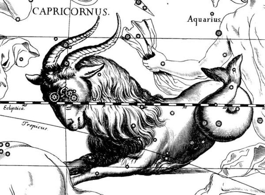 The ancient and unusual Capricorn sea-goat anticipated the era when the Vernal Point precessed from Aries, the goat or ram, into Pisces, the fishes, which began in 215 AD and extends until 2375, when the Vernal Point precesses into Aquarius, and a new age begins.