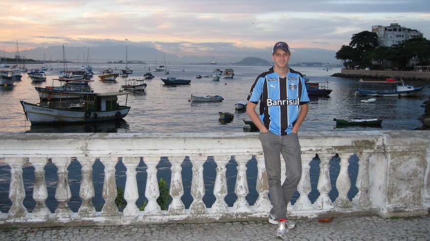 Robert Snyder takes a break at Baia de Guanabara, Brazil's second largest bay.