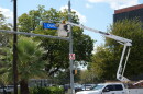The city's public works department could be seen hoisting Durango signs into place this week