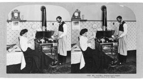 Mrs. and Mr. Henpeck get supper, on stereo card, circa 1903.