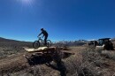 A biker rides on the new seesaw feature at the Trailside Bike Park.