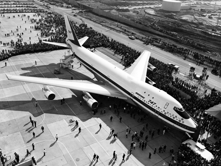The first Boeing 747 rolled out of the company's plant Washington state in September 1968 before the world's press and representatives of the 26 airlines that had ordered the plane.