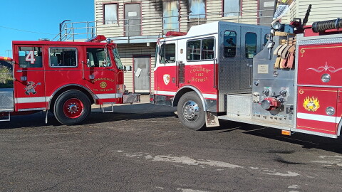 Fire trucks donated to Erie County by the Bowmansville Volunteer Fire Association and Colden Fire District sit on the grounds of the county's Fire Academy in Cheektowaga.