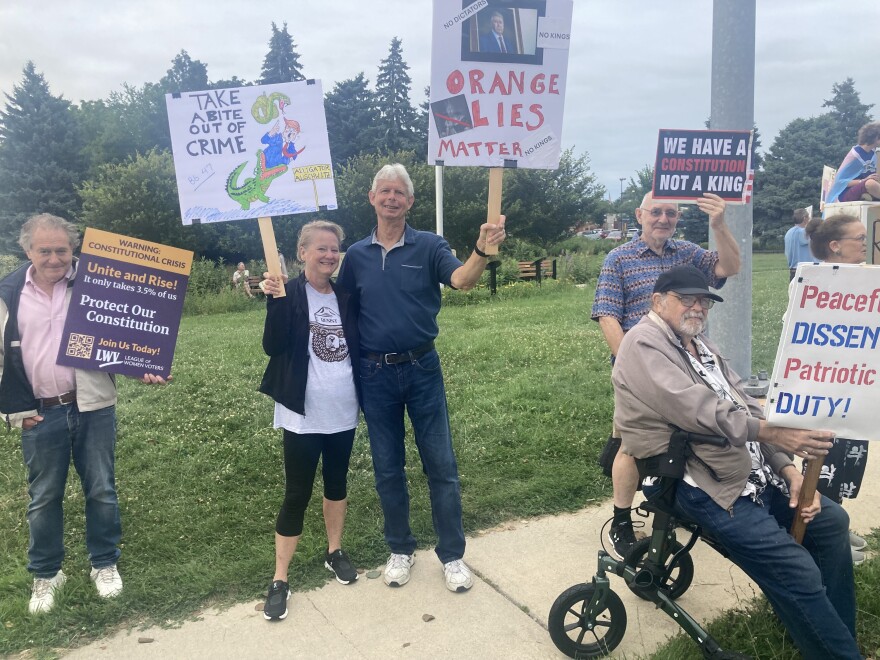 Protesters in Ann Arbor on Thursday, July 17, 2025.