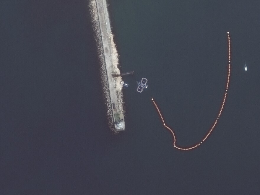 Satellite imagery from Friday appears to show dolphin pens at the entrance to Sevastopol's harbor. The naval base there is important to the Russian military because of its proximity to the Crimean Peninsula.