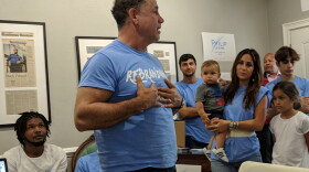 Democratic Candidate for Governor Philip Levine speaks with campaign volunteers in Tallahassee.
