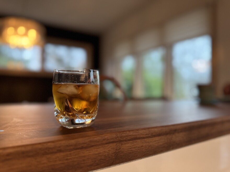 A glass of whiskey