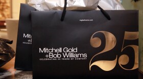 This May 8, 2014 file photo shows a Mitchell Gold + Bob Williams bag from the celebration of their 25th anniversary and the grand opening of their newest flagship store in Beverly Hills, California.