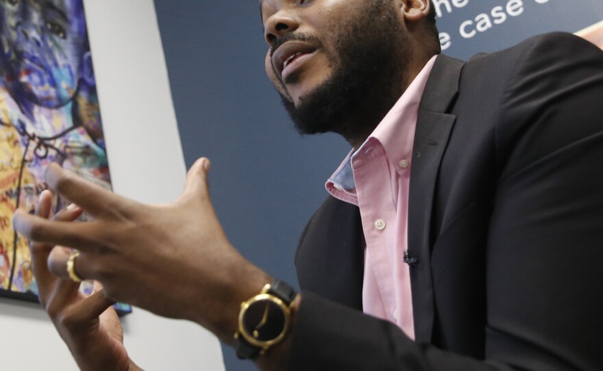 Michael Tubbs, at the time the mayor of Stockton, Calif., speaks during a 2019 interview. A universal basic income program run by a nonprofit founded by Tubbs gave $500 a month to 125 people who lived in census tracts at or below the city's median household income.