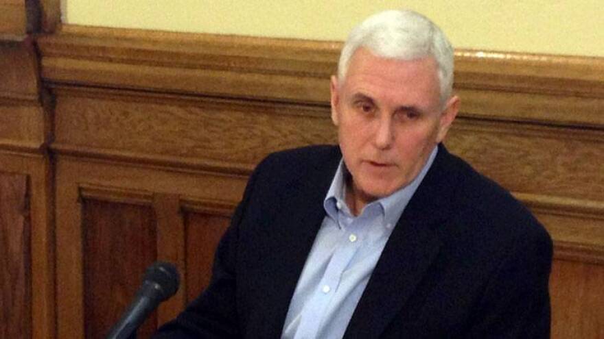 Gov. Mike Pence spoke to the media Thursday.