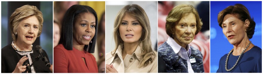 Hillary Clinton (from left), Michelle Obama, Melania Trump, Rosalynn Carter and Laura Bush all have expressed their concern about migrant children being torn from parents at the Mexico border.